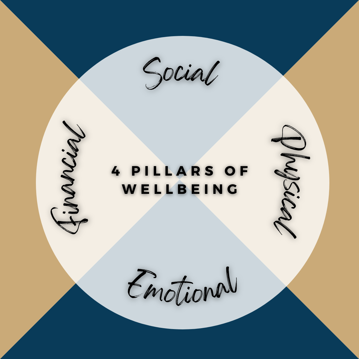 4 pillars of wellbeing infographic, including social, physical, emotional and financial